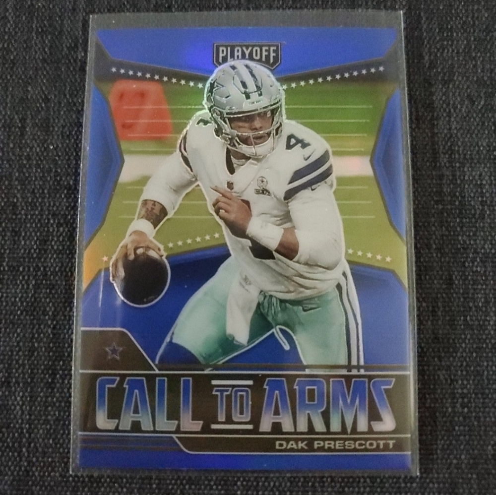 Dak Prescott 2021 Panini Playoff Dallas Cowboys Call to Arms BLUE PRIZM